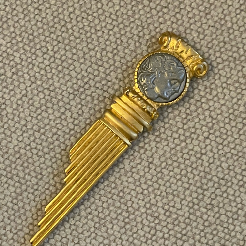 Vintage Alexander the Great architectural brooch pin gold coin